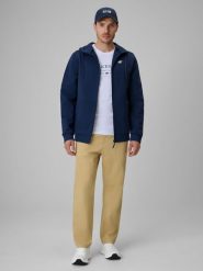 4F Spodnie casual męskie - beżowe L. Brązowe spodnie materiałowe męskie 4F, bez wzorów, z bawełny. Za 169.99 zł.