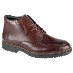 Buty Trzewiki Męskie Rieker Booties 33105-25 brązowe. Brązowe botki męskie na zimę, bez wzorów, z gumy, bez obcasa, bez zapięcia. Za 589.74 zł.