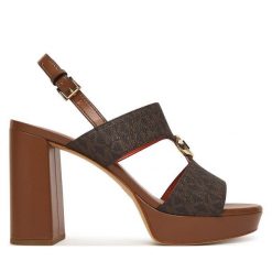 Sandały MICHAEL Michael Kors. Brązowe kozaki damskie MICHAEL Michael Kors, bez wzorów, bez obcasa, na słupku, bez zapięcia. Za 739.99 zł.