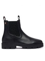 Tommy Hilfiger Sztyblety Th Monogram Leather Chelsea Boot FW0FW09562 Czarny. Czarne botki damskie Tommy Hilfiger, bez wzorów, ze skóry, bez obcasa, na płaskiej podeszwie, bez zapięcia. Za 699.99 zł.