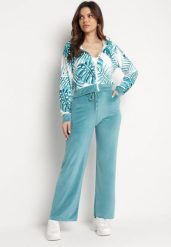 Miętowy Welurowy Komplet Dresowy Bluza z Florystycznym Printem i Szerokie Spodnie Taniussa. Zielone bluzy damskie Born2be, m, bez wzorów, z dresówki, bez ramiączek, bez kaptura. Za 69.99 zł.