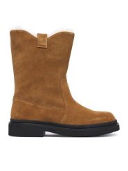 BOSS Botki Eleri 50573110 Brązowy. Brązowe botki damskie Boss, bez wzorów, ze skóry, bez obcasa, na płaskiej podeszwie, bez zapięcia. Za 1,349.00 zł.