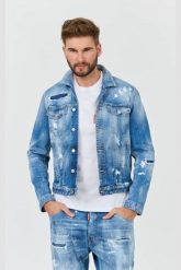 DSQUARED2 Kurtka jeansowa Dan Jean Jacket. Niebieskie kurtki męskie Dsquared2, l, bez wzorów, z jeansu, bez kaptura. W wyprzedaży za 1,747.61 zł.
