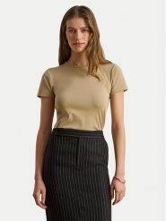 LAUREN RALPH LAUREN T-Shirt Alli 200807563053 Beżowy Regular Fit. Brązowe t-shirty damskie Lauren Ralph Lauren, l, bez wzorów, z bawełny, bez kołnierzyka, bez ramiączek. Za 289.99 zł.