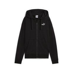 Damska rozpinana bluza z kapturem i małym logo ESS Comfort PUMA Black. Czarne bluzy damskie Puma, uniwersalny, bez wzorów, eleganckie, bez ramiączek, z kapturem. W wyprzedaży za 124.00 zł.