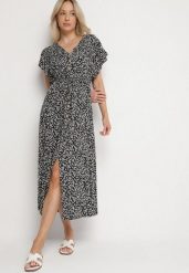 Czarna Bawełniana Sukienka z Gumką w Talii w Drobne Kwiatki Nulinea. Czarne sukienki damskie Born2be, na co dzień, l, bez wzorów, z bawełny, eleganckie, bez kołnierzyka, bez ramiączek, maxi, rozkloszowane. Za 44.99 zł.