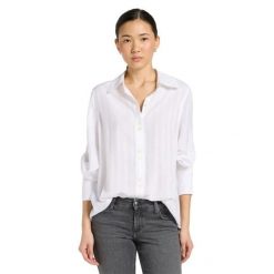 DAMSKA KOSZULA LEE BALLOON SLEEVE SHIRT BRIGHT WHITE 112371015. Białe koszule damskie Lee, s, bez wzorów, bez kołnierzyka, bez ramiączek. Za 169.99 zł.
