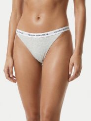 Tommy Hilfiger Stringi UW0UW06228 Szary. Szare majtki damskie Tommy Hilfiger, z bawełny. Za 69.99 zł.