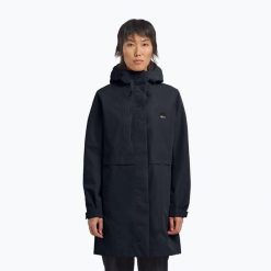 Płaszcz przeciwdeszczowy damski Jack Wolfskin Terraview 2L. Niebieskie płaszcze damskie Jack Wolfskin, l, bez wzorów, sportowe, bez kołnierzyka, bez kaptura. Za 709.99 zł.