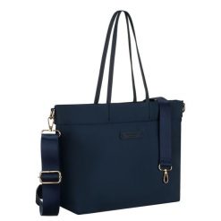 Shopperka damska w granatowym kolorze zamykana klipsem magnetycznym Peterson PTN JN-10. Shopperki damskie Peterson, bez wzorów, z nylonu, do ręki, bez dodatków. Za 117.99 zł.