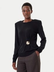 Simona Corsellini Sweter A25CPMGE0301 Czarny Regular Fit. Czarne swetry nierozpinane damskie SIMONA CORSELLINI, s, bez wzorów, z wełny, bez kołnierzyka, bez ramiączek. Za 639.99 zł.
