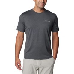 Koszulka sportowa męska Columbia Tech Trail Crew Neck II z krótkim rękawem. Niebieskie koszulki sportowe męskie Columbia, l, bez wzorów, z elastanu, bez ramiączek, trekkingowe. Za 219.00 zł.