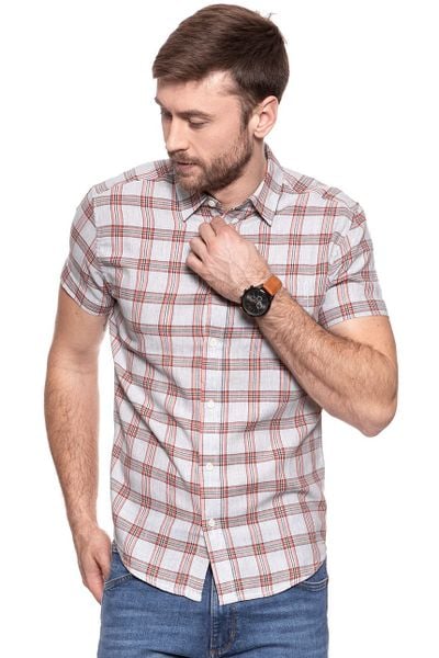 KOSZULA MĘSKA KRÓTKI RĘKAW WRANGLER SS 1PKT GLOW ORANGE W58606E48 112129492. Pomarańczowe koszule męskie Wrangler, l, bez wzorów, bez kołnierzyka, bez ramiączek. Za 119.99 zł.