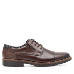 Półbuty Rieker. Brązowe buty wizytowe męskie Rieker, bez wzorów, bez obcasa, bez zapięcia. Za 419.99 zł.