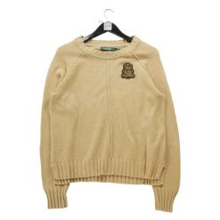 Second life - Damski beżowy sweter - Jak nowy. Brązowe swetry nierozpinane damskie Ralph Lauren, bez wzorów, bez kołnierzyka, bez ramiączek. Za 106.46 zł.