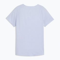 Koszulka do biegania damska PUMA Runspun Tee cool. Niebieskie bluzki damskie Puma, bez wzorów, sportowe, bez kołnierzyka, bez ramiączek. Za 169.99 zł.