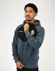 Nowoczesna bluza z kapturem Real Madryt. Czarne bluzy damskie REAL MADRID, l, bez wzorów, z bawełny, bez ramiączek, z kapturem. Za 307.09 zł.