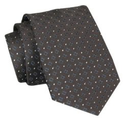 Męski Krawat - Brąz w Groszki - Angelo di Monti. Krawaty i muchy Angelo di Monti, bez wzorów, z tkaniny, eleganckie. Za 45.00 zł.