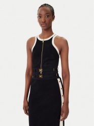 Elisabetta Franchi Top TK-71S-61E2-V270 Czarny Regular Fit. Czarne topy damskie Elisabetta Franchi, s, bez wzorów, z wiskozy, bez kołnierzyka, bez ramiączek. Za 1,149.00 zł.