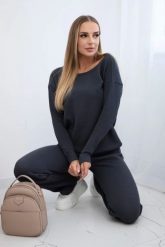 Komplet sweterkowy Bluza + Spodnie grafitowy. Szare bluzy damskie KESI, l, bez wzorów, z poliesteru, eleganckie, bez ramiączek, bez kaptura. Za 297.97 zł.