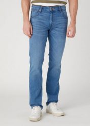 WRANGLER GREENSBORO MĘSKIE SPODNIE JEANSOWE JEANSY VITO W15QAG42E 112329009. Białe eleganckie spodnie męskie Wrangler, z aplikacjami, z bawełny. Za 239.99 zł.