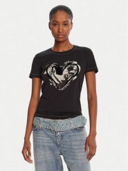 Desigual T-Shirt Letter Core 25WWTK04 Czarny Regular Fit. Czarne t-shirty damskie Desigual, l, bez wzorów, z bawełny, bez kołnierzyka, bez ramiączek. Za 139.99 zł.