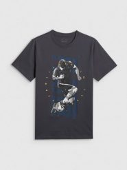 4F T-shirt regular z nadrukiem męski - szary XL. Szare koszulki sportowe męskie 4F, m, bez wzorów, z bawełny, bez ramiączek. Za 69.99 zł.