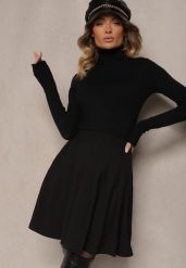Czarna Spódnica z Wiskozą o Rozkloszowanym Kroju z Plisami i Gumką w Pasie w Stylu Preppy Iliola. Czarne spódnice damskie Renee, na co dzień, l, bez wzorów, z wiskozy, eleganckie, mini, koszulowe. Za 79.99 zł.