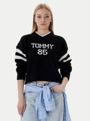 Tommy Jeans Sweter 85 Varsity DW0DW22033 Czarny Regular Fit. Czarne swetry nierozpinane damskie Tommy Jeans, xs, bez wzorów, z jeansu, bez kołnierzyka, bez ramiączek. Za 489.99 zł.