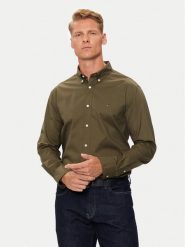 Tommy Hilfiger Koszula MW0MW30934 Khaki Regular Fit. Brązowe koszule męskie Tommy Hilfiger, m, bez wzorów, z bawełny, bez kołnierzyka, bez ramiączek. Za 219.99 zł.