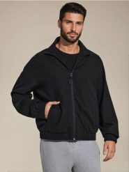 Kurtka - czarny. Czarne kurtki męskie Sinsay, l, bez wzorów, bez kaptura. W wyprzedaży za 39.99 zł.