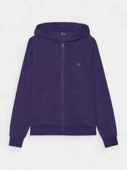 4F Bluza dresowa rozpinana z kapturem damska - granatowa L. Niebieskie bluzy damskie 4F, l, bez wzorów, z bawełny, sportowe, bez ramiączek, z kapturem. Za 159.99 zł.