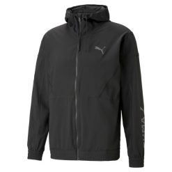 Kurtka sportowa Puma Fit Woven Jacket 522128 51. Czarne kurtki sportowe damskie Puma, bez wzorów, bez ramiączek, bez kaptura, do biegania. Za 149.00 zł.