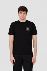 AERONAUTICA MILITARE Czarny t-shirt Short Sleeve. Czarne t-shirty męskie Aeronautica Militare, m, bez wzorów, bez kołnierzyka, bez ramiączek. W wyprzedaży za 189.99 zł.