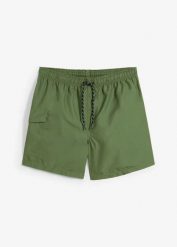 Szorty kąpielowe męskie z kieszeniami cargo. Zielone kąpielówki męskie bonprix, l, bez wzorów. Za 54.99 zł.
