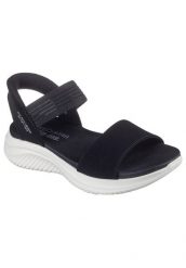 Sandały SKECHERS SLIP INS - SUMMERVILLE Czarny. Czarne sandały damskie Skechers, bez wzorów, z materiału, bez obcasa, bez zapięcia. Za 248.99 zł.