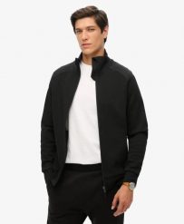 Superdry Tech Loose Tracktop – luźna bluza sportowa. Czarne bluzy damskie Superdry, xl, bez wzorów, z bawełny, sportowe, bez ramiączek, bez kaptura. Za 305.75 zł.