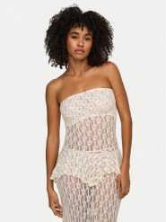 ONLY Top Aya 15375823 Kremowy Slim Fit. Białe topy damskie ONLY, l, bez wzorów, z syntetyku, bez kołnierzyka, bez ramiączek. Za 84.99 zł.