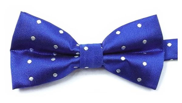 Niebieska Mucha w Jodełkę i Białe Groszki, Kropki, Męska. Niebieskie krawaty i muchy Vernon, bez wzorów, eleganckie. Za 29.00 zł.