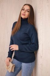 Sweter z wywijanym golfem jeansowy. Swetry nierozpinane damskie KESI, l, bez wzorów, z jeansu, bez kołnierzyka, plus size, bez ramiączek. Za 139.05 zł.
