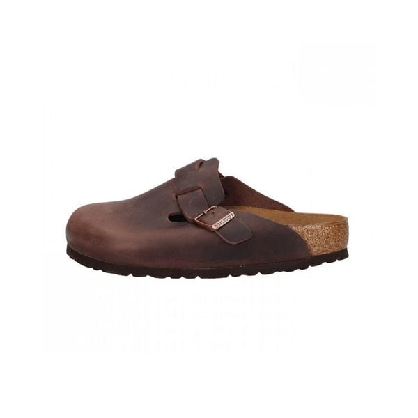 Klapki Birkenstock Boston Leoi Dorosłych. Brązowe klapki damskie Birkenstock, bez wzorów, z materiału, bez zapięcia. Za 673.00 zł.