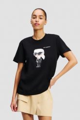 KARL LAGERFELD Czarny t-shirt damski Ikon Aquarelle K, Rozmiar S. Czarne t-shirty damskie KARL LAGERFELD, l, bez wzorów, bez kołnierzyka, bez ramiączek. W wyprzedaży za 229.99 zł.