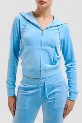 JUICY COUTURE Błękitna bluza Robertson Hoodie. Niebieskie bluzy damskie Juicy Couture, s, bez wzorów, bez ramiączek, bez kaptura. W wyprzedaży za 362.99 zł.