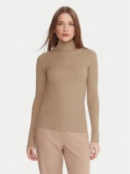 Liu Jo Sweter MF5389 MS46J Beżowy Slim Fit. Brązowe swetry nierozpinane damskie Liu Jo, xl, bez wzorów, z wiskozy, bez kołnierzyka, bez ramiączek. Za 539.99 zł.