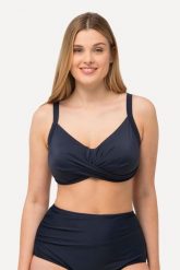 Damska Góra bikini drapowanie miękkie miseczki regulowane ramiączka. Niebieskie stroje kąpielowe damskie Ulla Popken, plus size, bez wzorów, z elastanu. Za 111.99 zł.