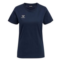Damska bawełniana koszulka Hummel Move Grid. Niebieskie bluzki damskie Hummel, m, bez wzorów, z bawełny, sportowe, bez kołnierzyka, bez ramiączek. Za 150.00 zł.