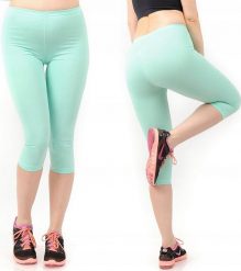 Legginsy damskie 3/4 krótkie Polskie bawełniane Getry Miętowe M. Zielone legginsy damskie LAEMI, bez wzorów, z bawełny. Za 29.99 zł.