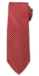 Wyrazisty Krawat Męski w Drobny Wzór, Kółka - Chattier, Łososiowo- Czerwony. Czerwone krawaty i muchy Chattier, bez wzorów, z tkaniny, eleganckie. Za 49.00 zł.