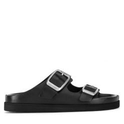 Klapki G-Star. Czarne klapki damskie G-Star, bez wzorów, retro, bez obcasa, bez zapięcia. Za 379.99 zł.