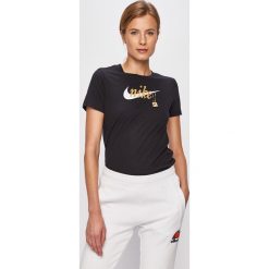 Nike Sportswear - T-shirt. Czarne t-shirty damskie Nike Sportswear, s, bez wzorów, z bawełny, bez kołnierzyka, bez ramiączek. Za 119.90 zł.